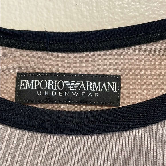 Emporio Armani Underwear Gray Black Trim Short Tight Fit Sleeve Unisex Tee - Picture 2 of 7